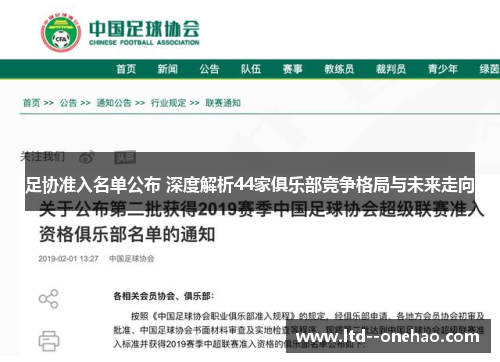 足协准入名单公布 深度解析44家俱乐部竞争格局与未来走向